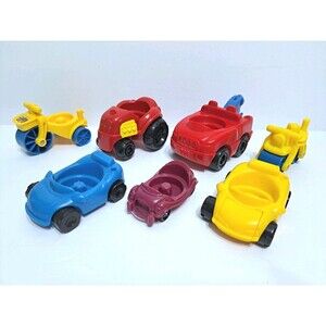 Fisher Price Little People Blue Yellow Red Cars Vehicle Lot of 7 Mattel